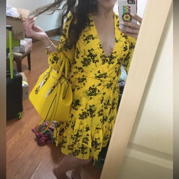 Yellow Floral Michael Kors Midi Dress - Picture 5 of 7